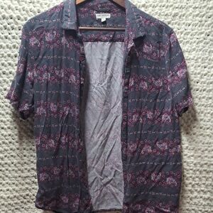 EARTHBOUND Men's Black and Pink Patterned Shirt